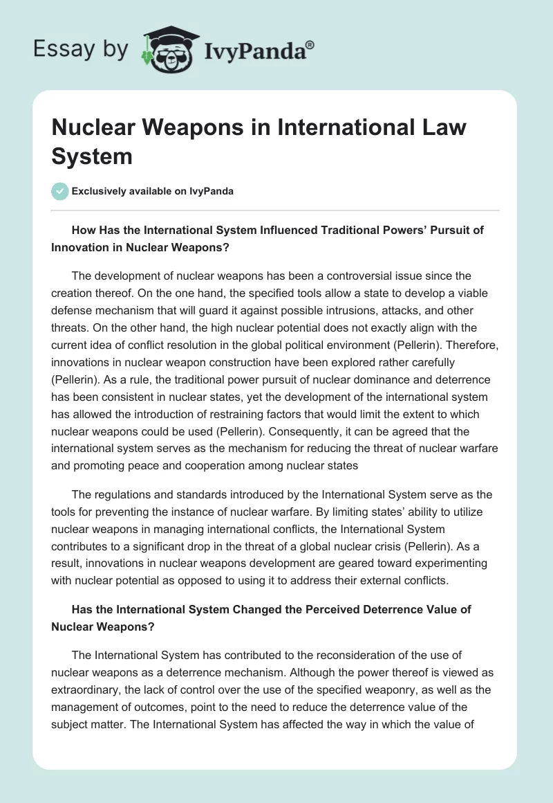 Nuclear Weapons in International Law System. Page 1