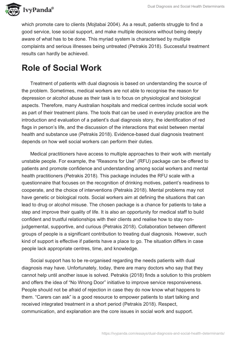 Dual Diagnosis and Social Health Determinants. Page 5