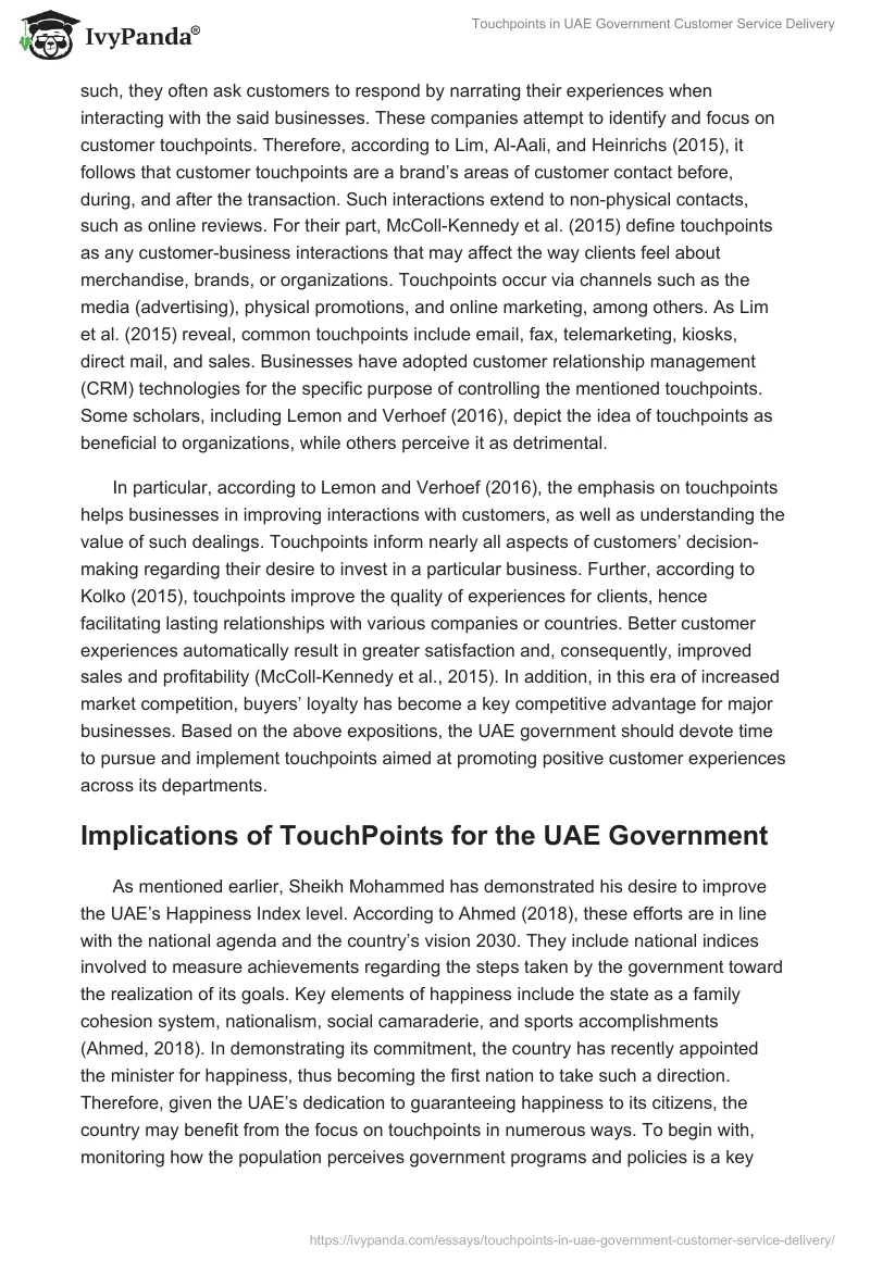 Touchpoints in UAE Government Customer Service Delivery. Page 2