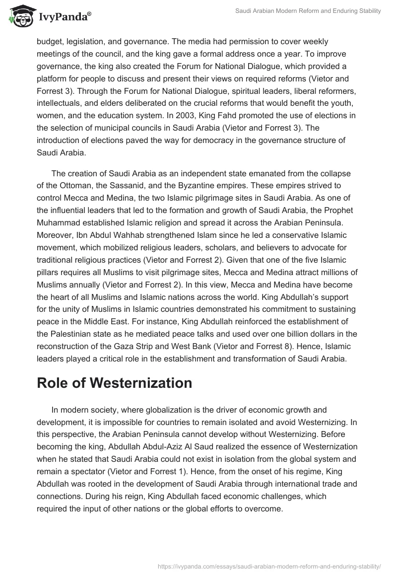 Saudi Arabian Modern Reform and Enduring Stability. Page 2