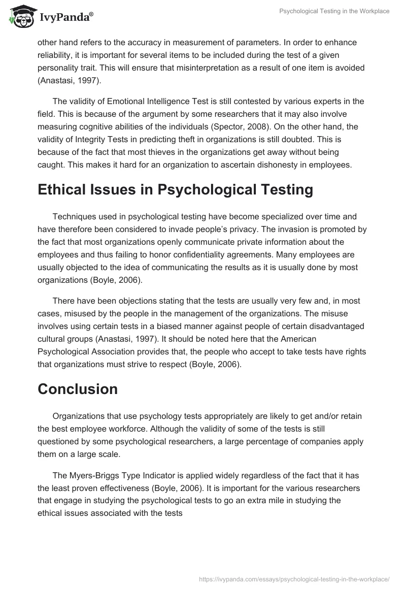 Psychological Testing in the Workplace. Page 3
