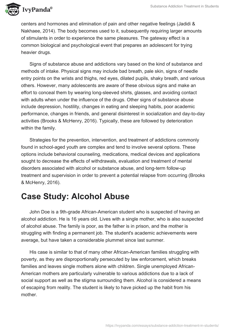 Substance Addiction Treatment in Students. Page 2