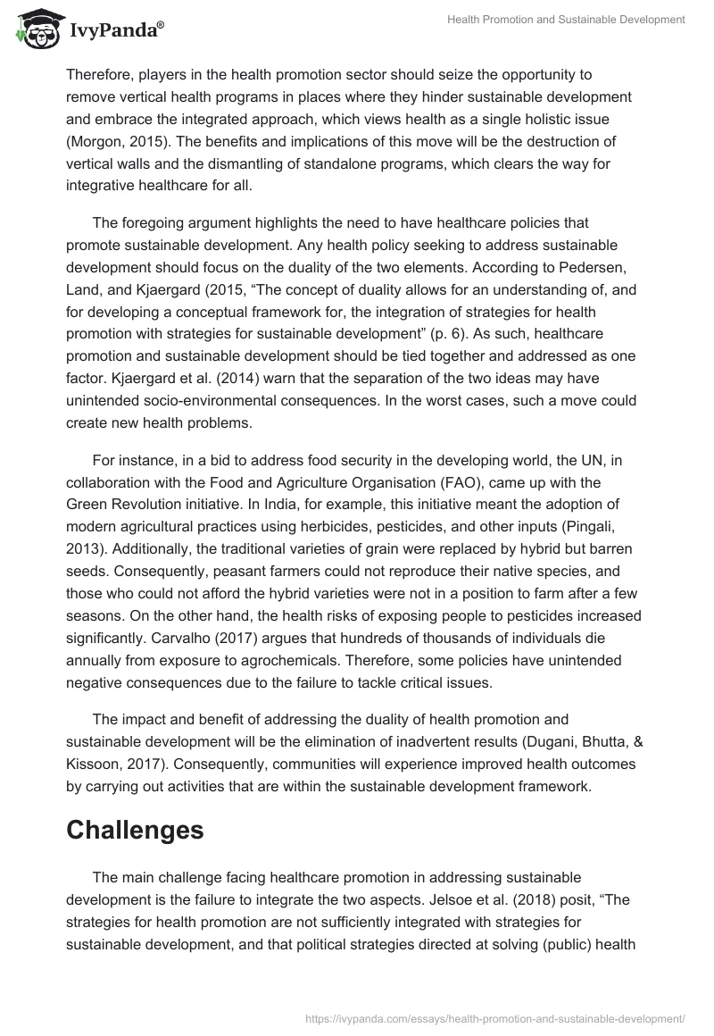 Health Promotion and Sustainable Development. Page 4
