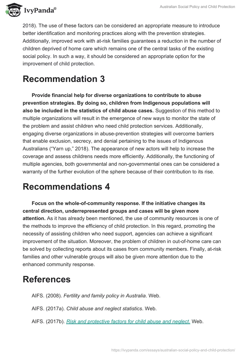Australian Social Policy and Child Protection. Page 4