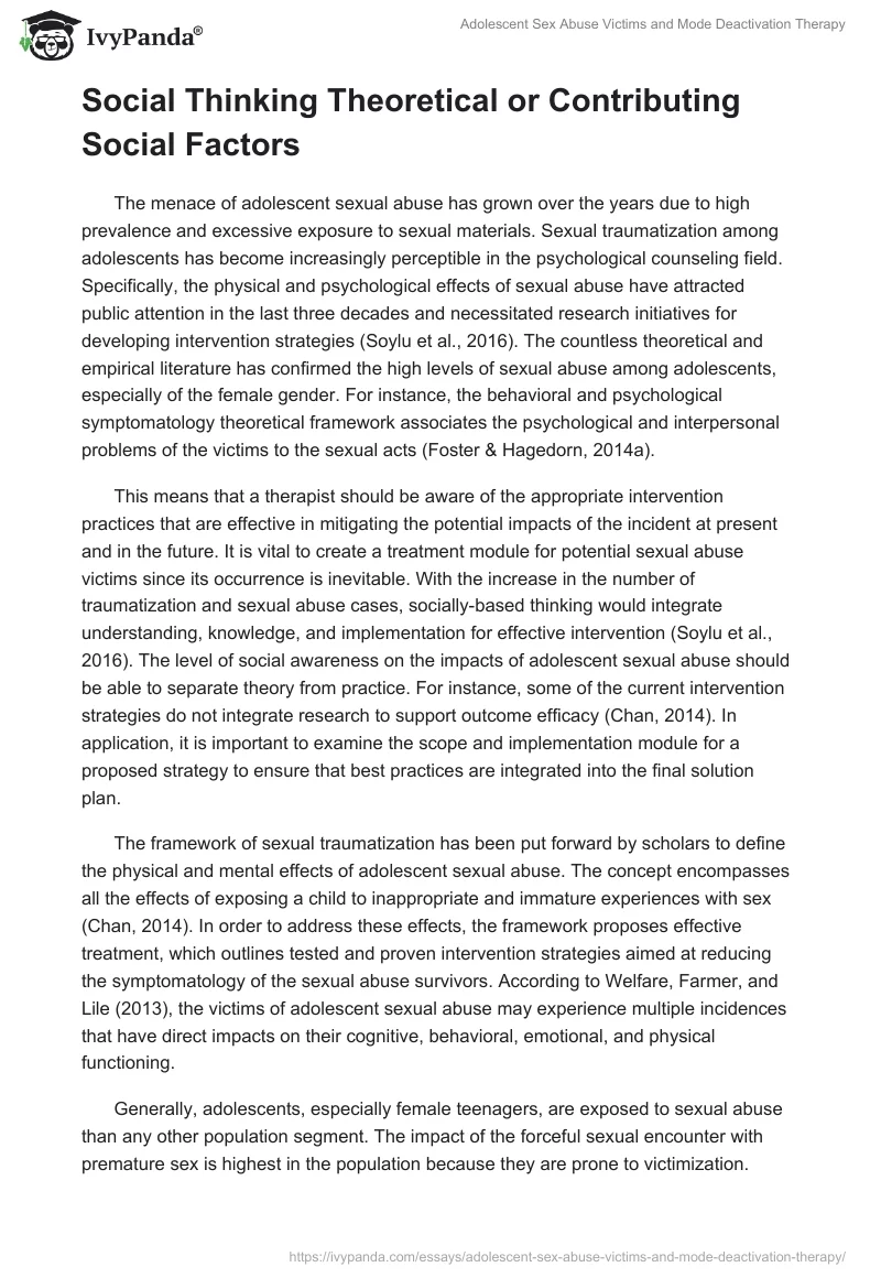 Adolescent Sex Abuse Victims and Mode Deactivation Therapy. Page 2