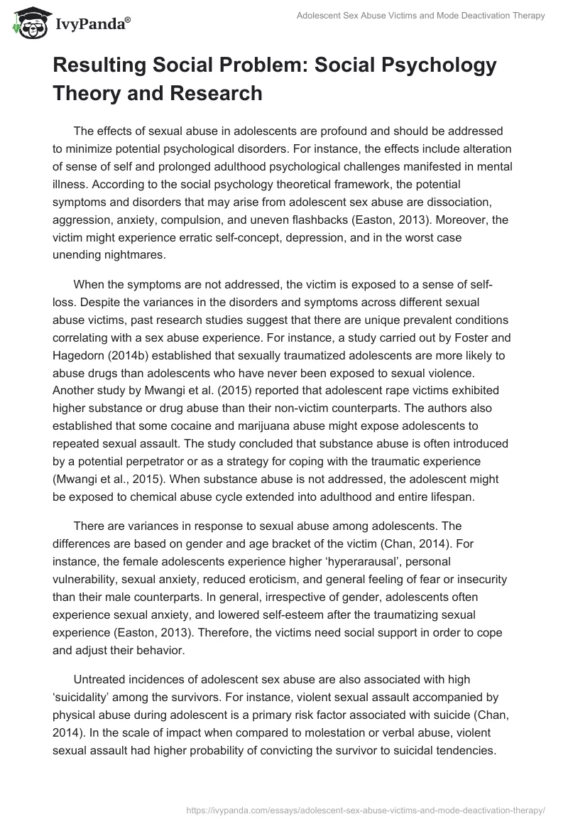 Adolescent Sex Abuse Victims and Mode Deactivation Therapy. Page 4