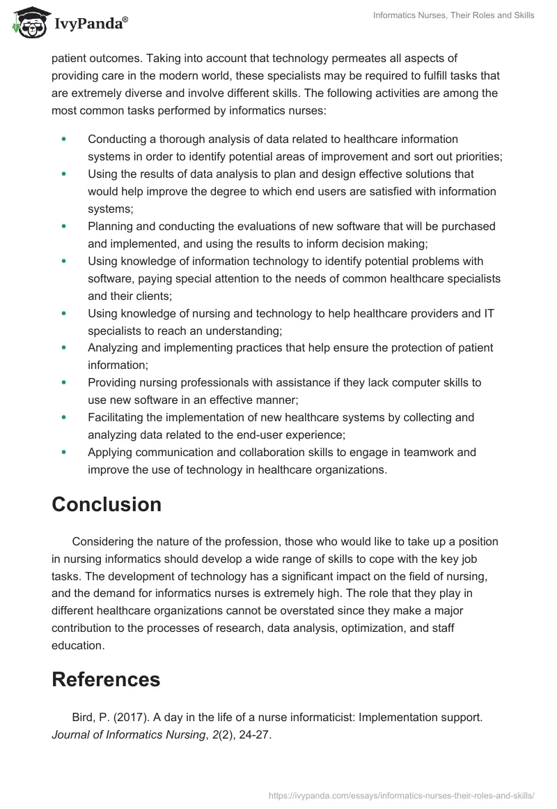 Informatics Nurses, Their Roles and Skills. Page 4