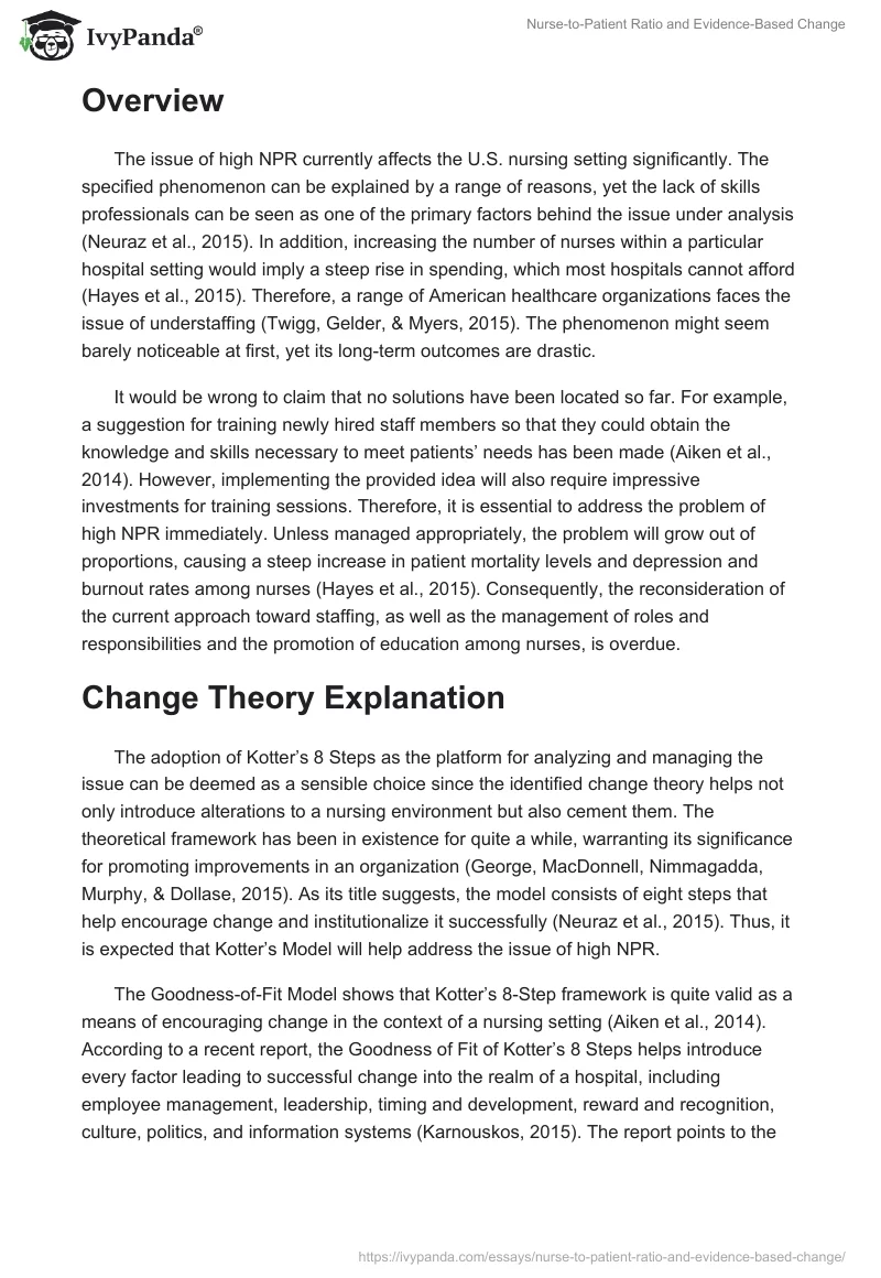 Nurse-to-Patient Ratio and Evidence-Based Change. Page 2
