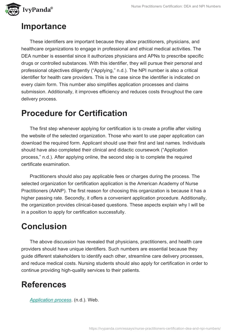 Nurse Practitioners Certification: DEA and NPI Numbers. Page 2