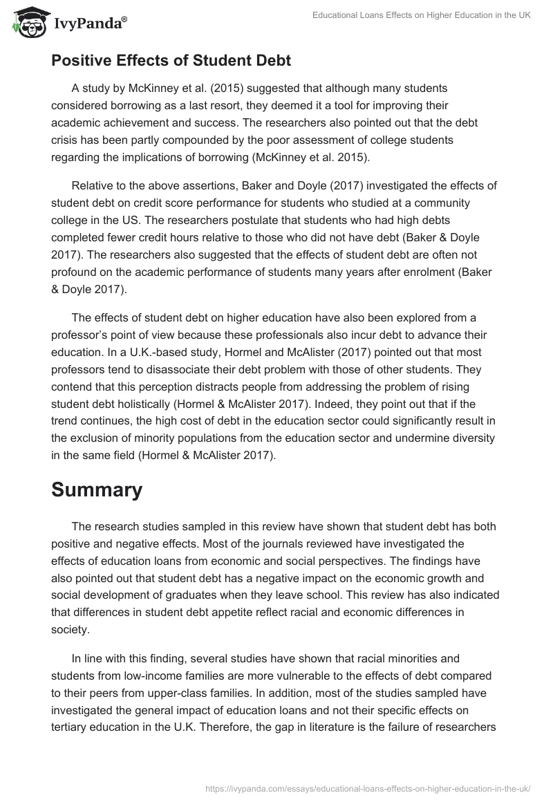 Educational Loans Effects on Higher Education in the UK. Page 5