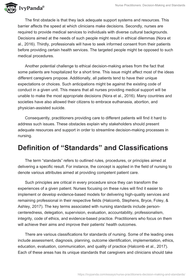 Nurse Practitioners: Decision-Making and Standards. Page 3