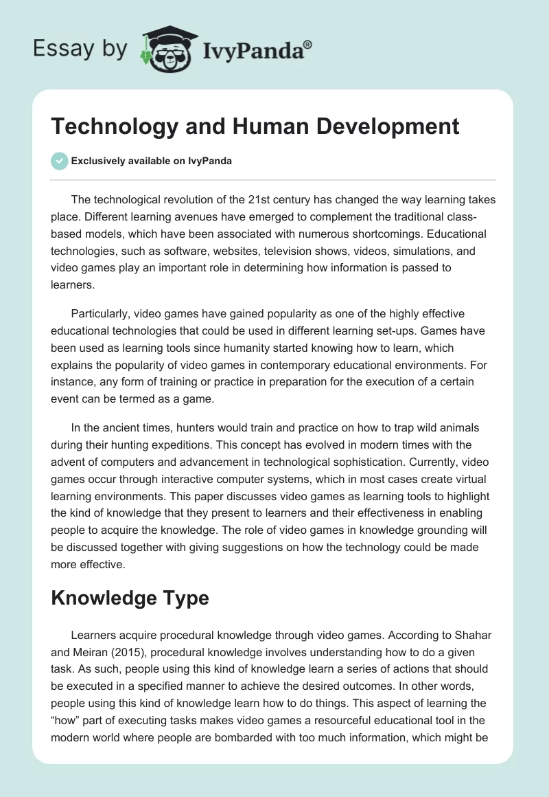Technology and Human Development. Page 1