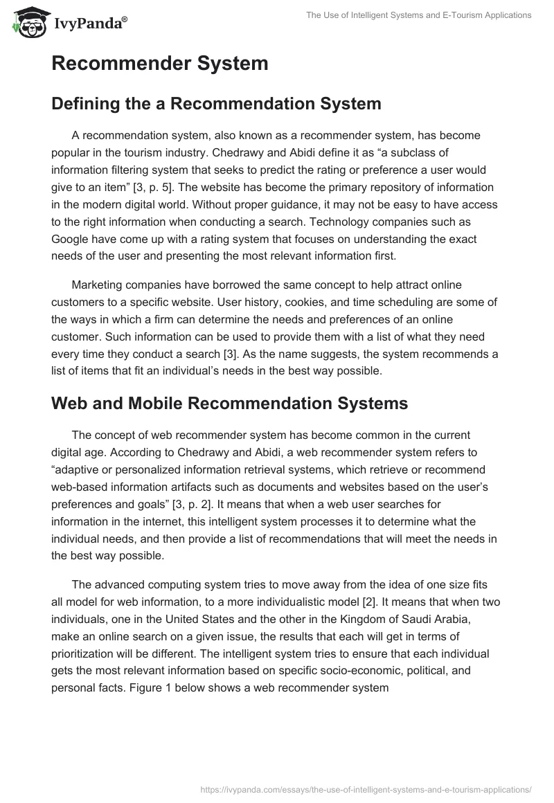 The Use of Intelligent Systems and E-Tourism Applications. Page 2