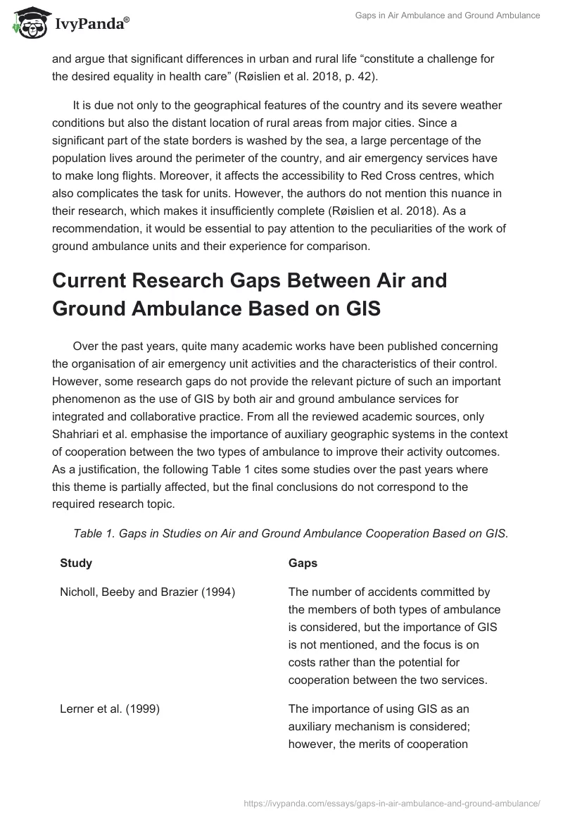 Gaps in Air Ambulance and Ground Ambulance. Page 5