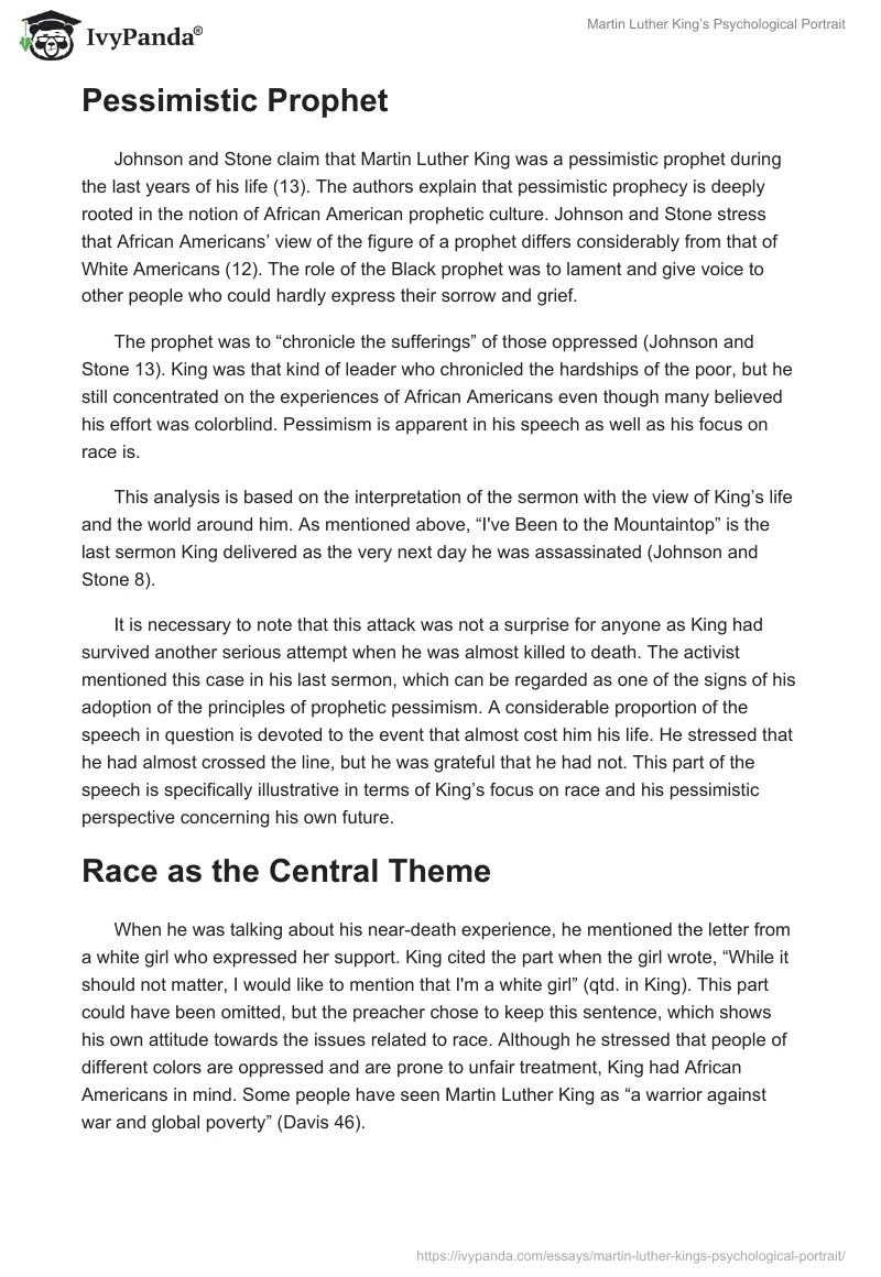 Martin Luther King’s Psychological Portrait. Page 2