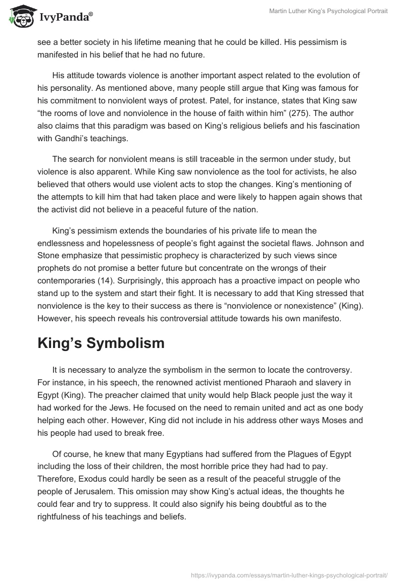 Martin Luther King’s Psychological Portrait. Page 4