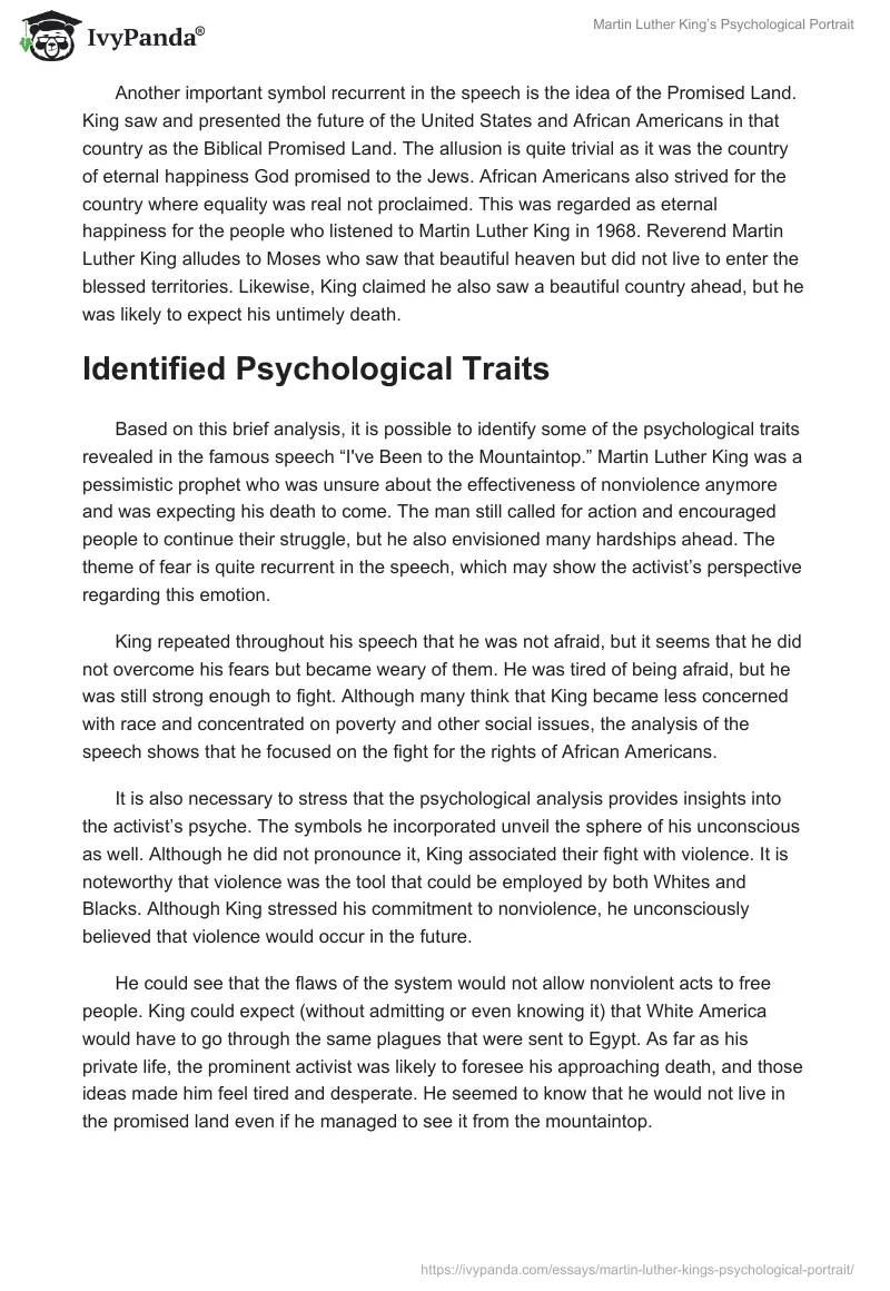 Martin Luther King’s Psychological Portrait. Page 5