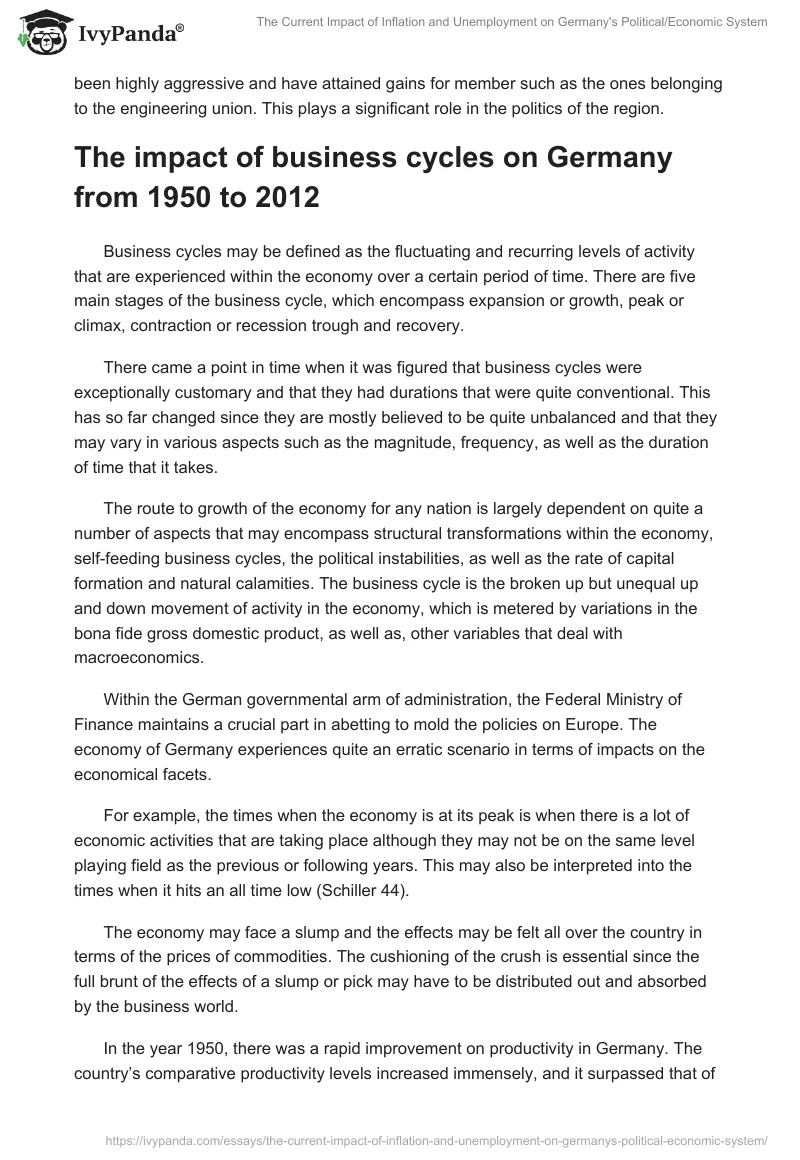 The Current Impact of Inflation and Unemployment on Germany's Political/Economic System. Page 3