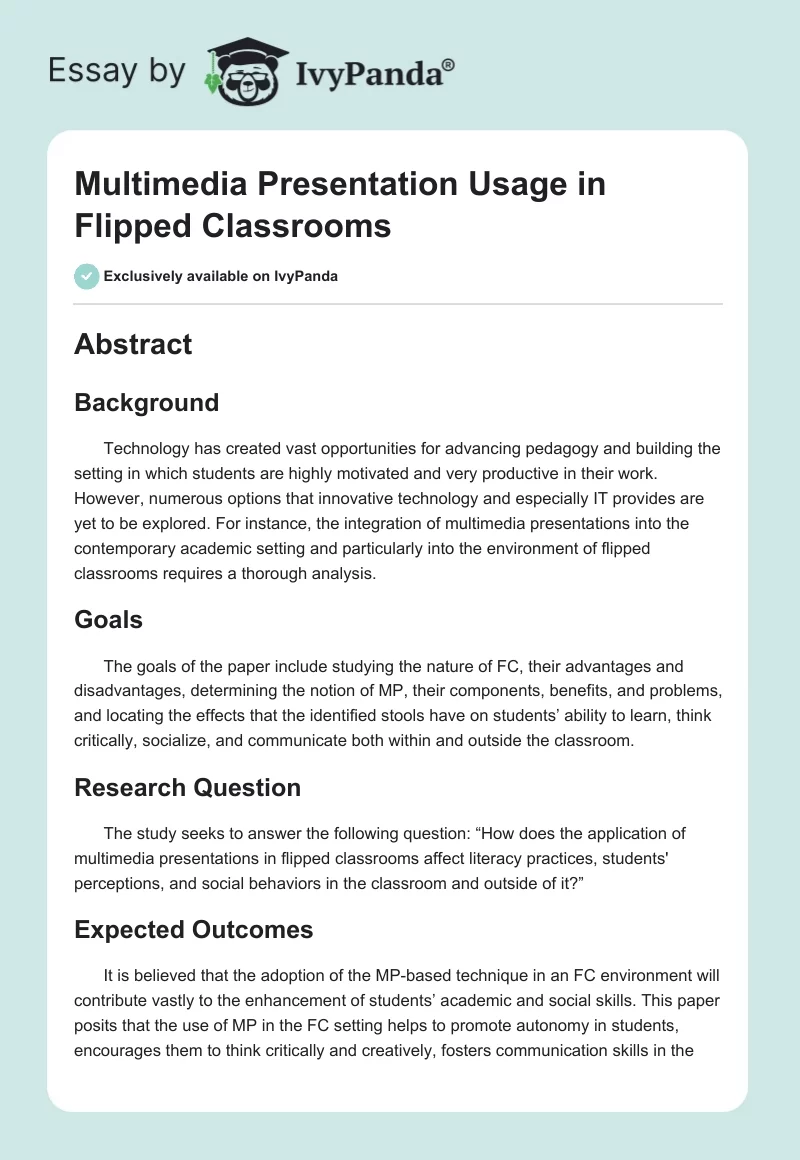 Multimedia Presentation Usage in Flipped Classrooms. Page 1