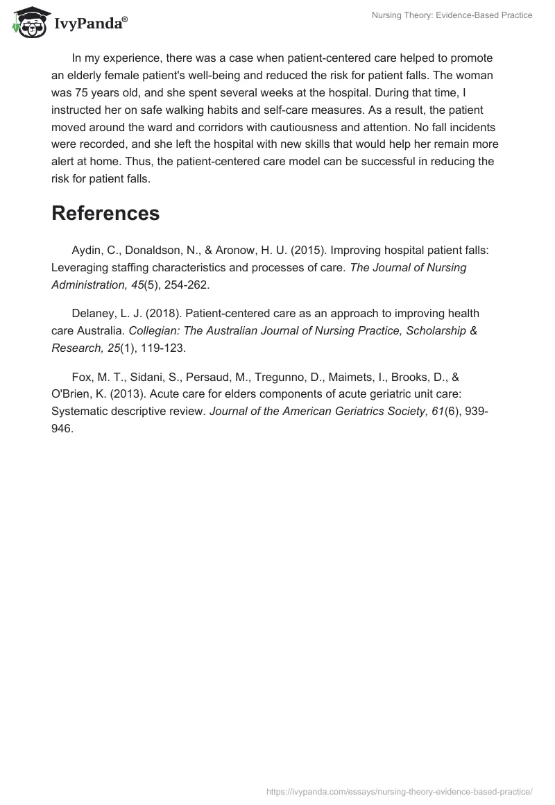 Nursing Theory: Evidence-Based Practice. Page 2