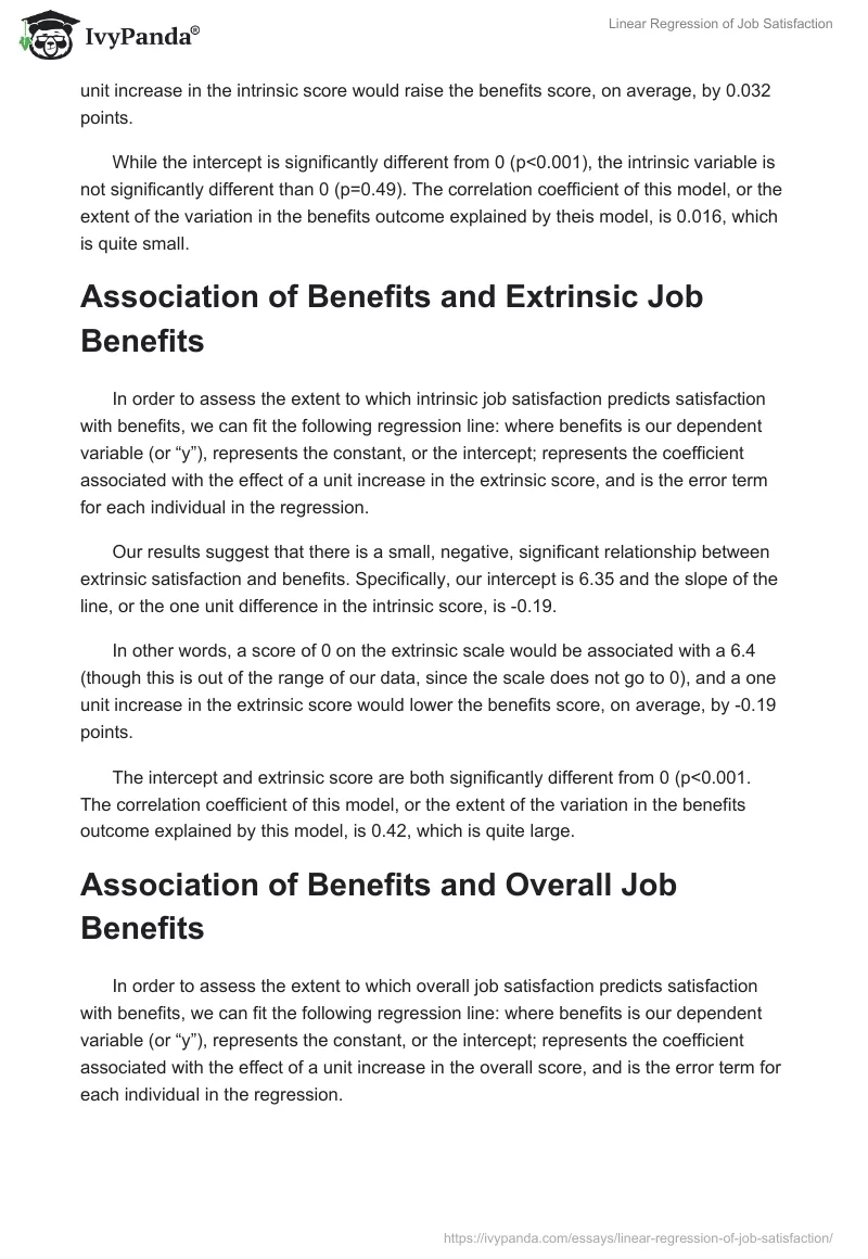 Linear Regression of Job Satisfaction. Page 2