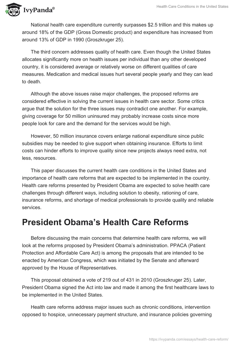 Health Care Conditions in the United States. Page 2