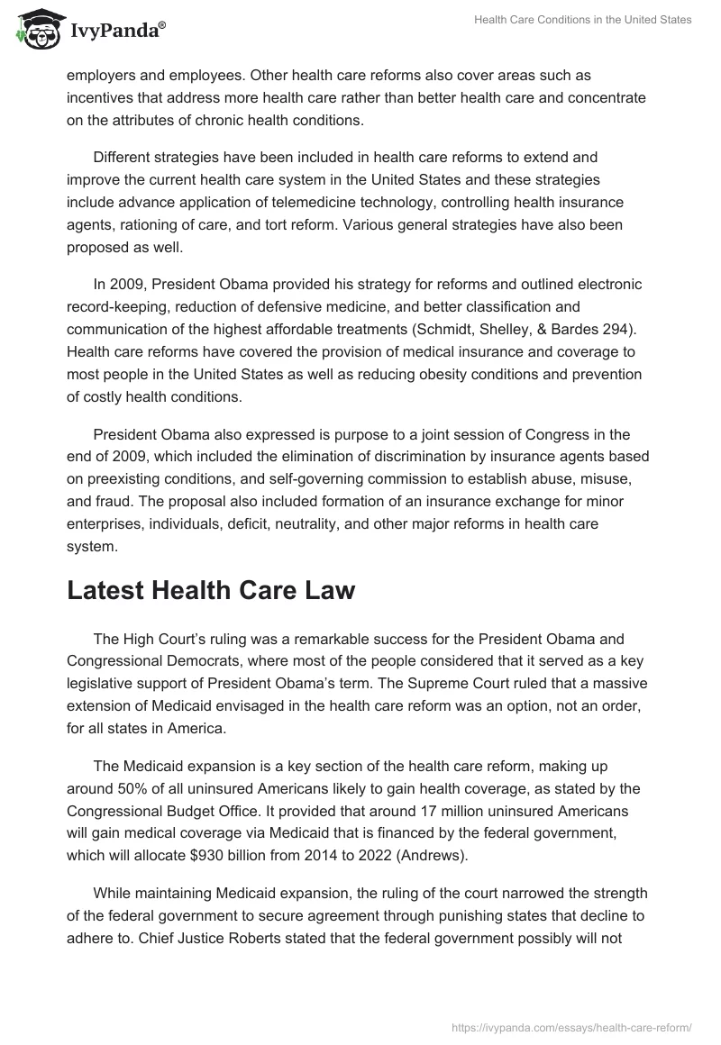 Health Care Conditions in the United States. Page 3