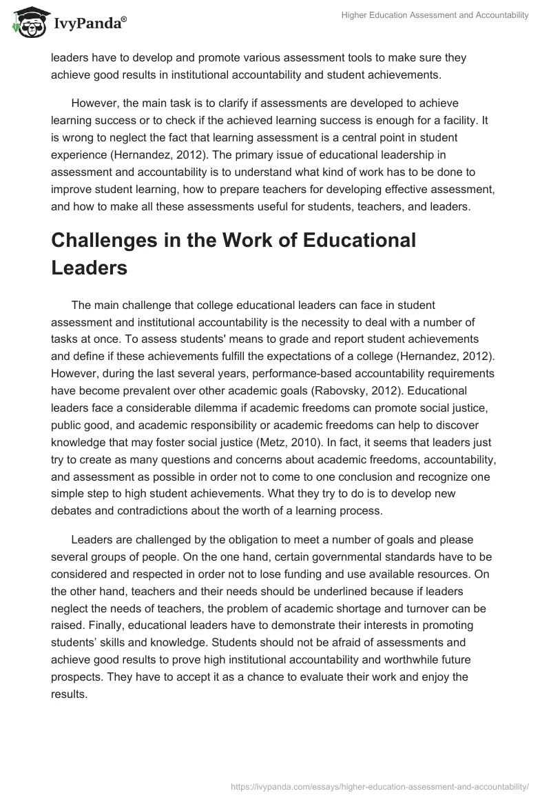 Higher Education Assessment and Accountability. Page 2