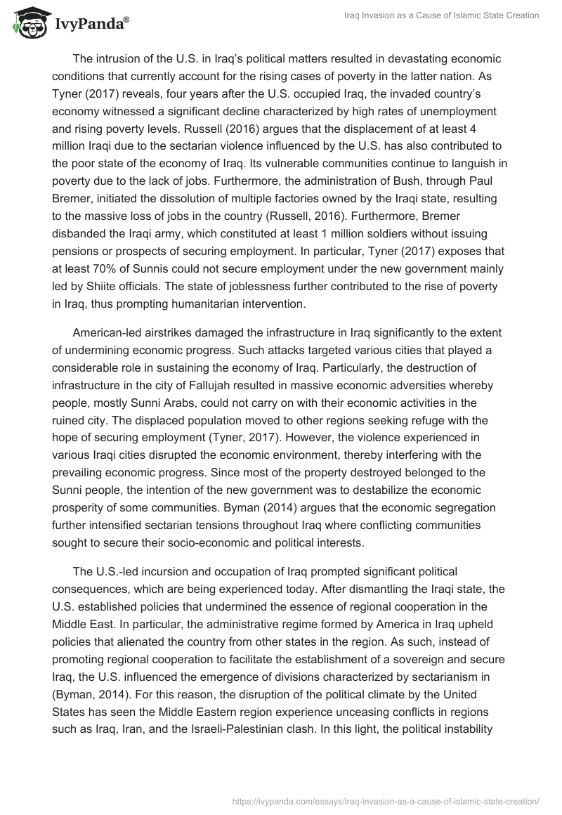 Iraq Invasion as a Cause of Islamic State Creation. Page 4