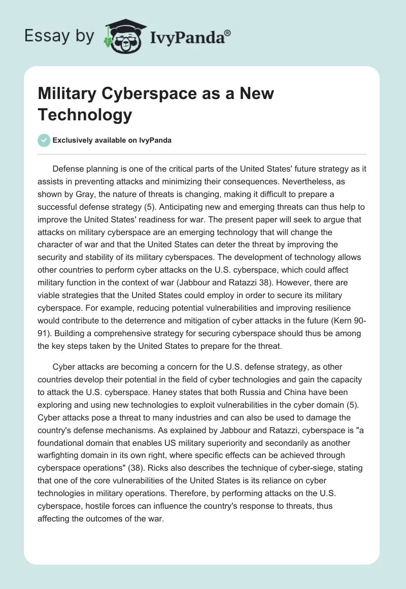Military Cyberspace as a New Technology. Page 1