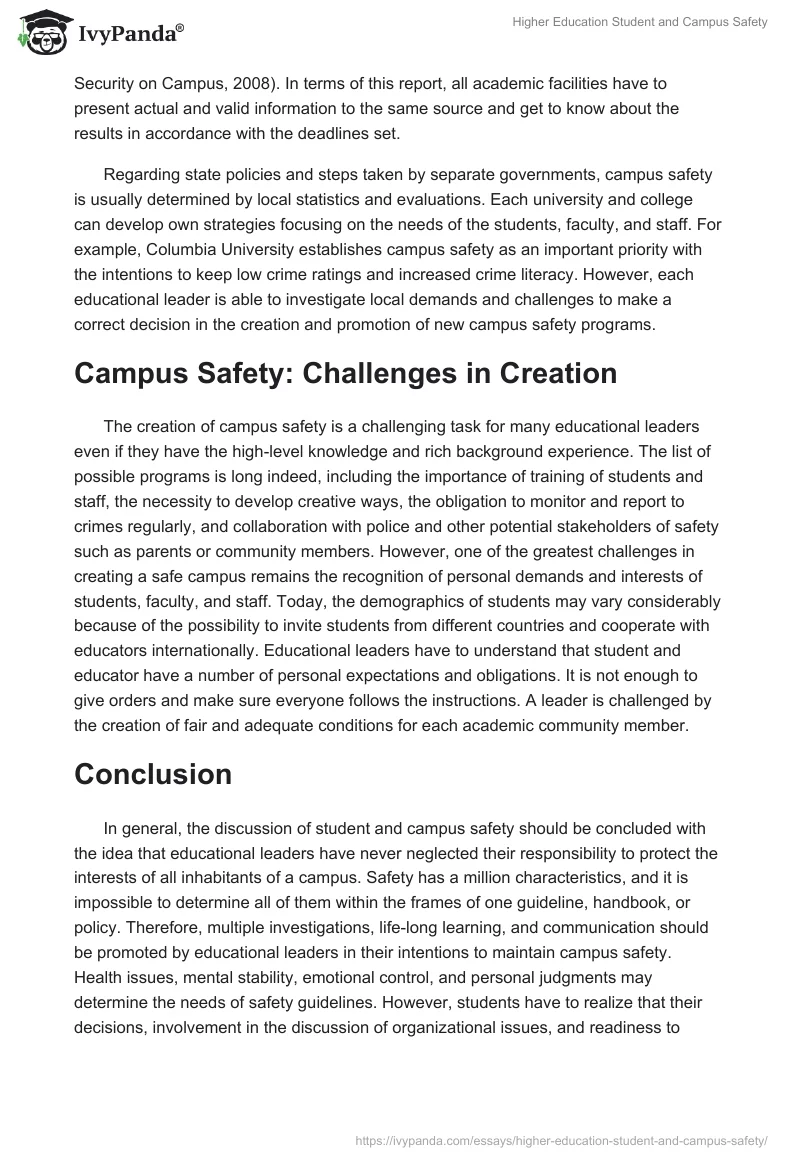 Higher Education Student and Campus Safety. Page 3