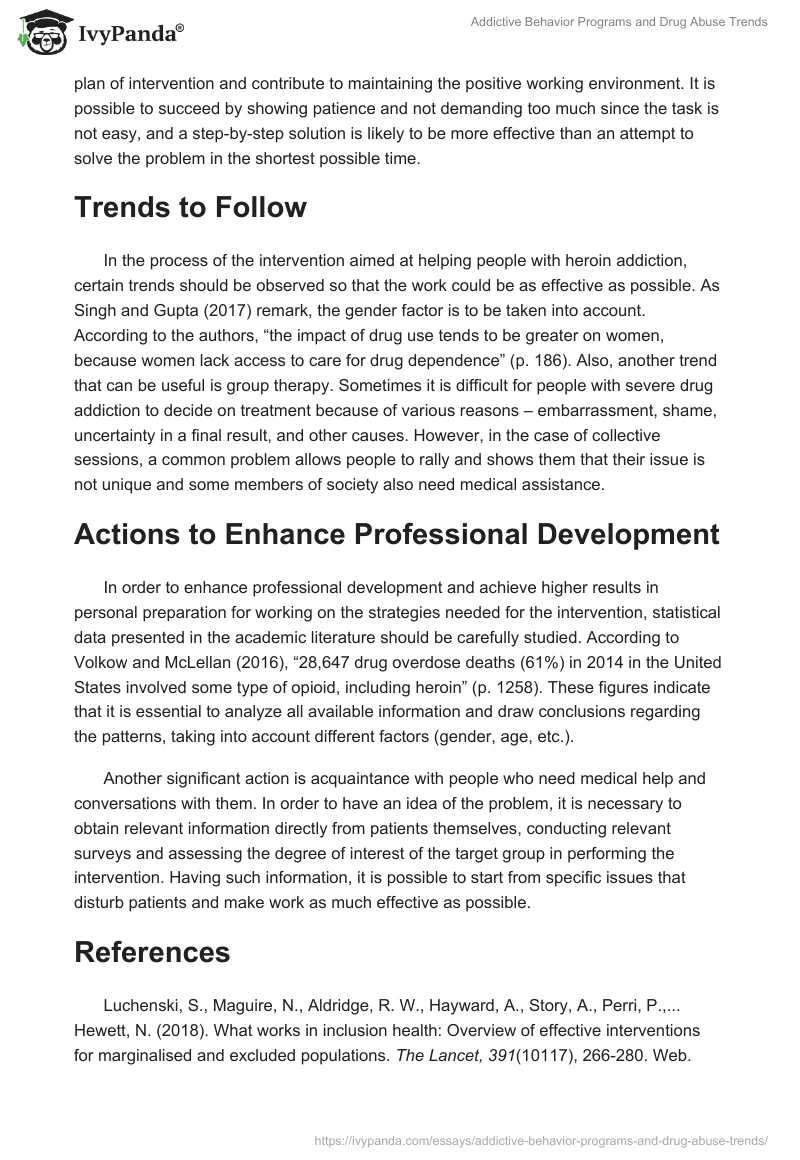 Addictive Behavior Programs and Drug Abuse Trends. Page 2