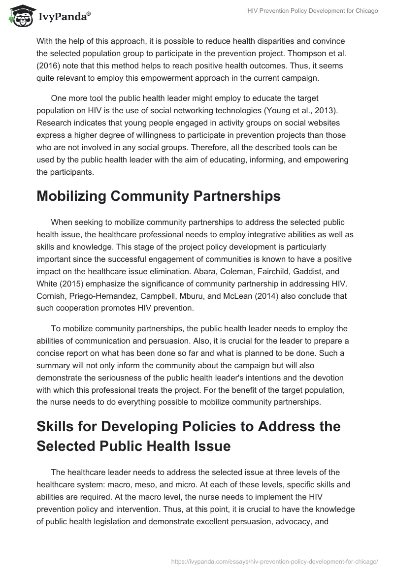 HIV Prevention Policy Development for Chicago. Page 2