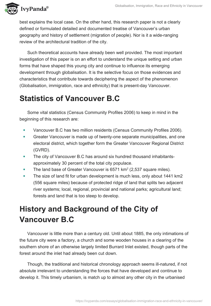 Globalisation, Immigration, Race and Ethnicity in Vancouver. Page 3