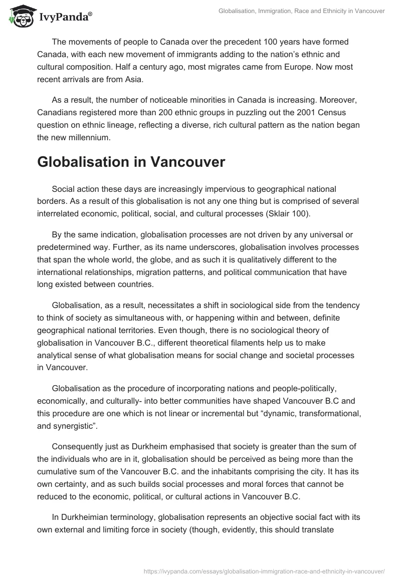 Globalisation, Immigration, Race and Ethnicity in Vancouver. Page 5