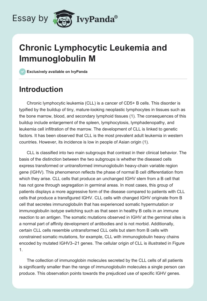 Chronic Lymphocytic Leukemia and Immunoglobulin M. Page 1