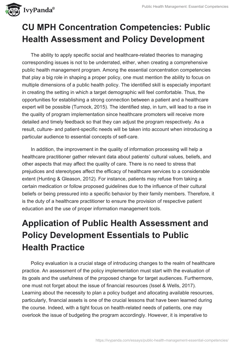 Public Health Management: Essential Competencies. Page 2