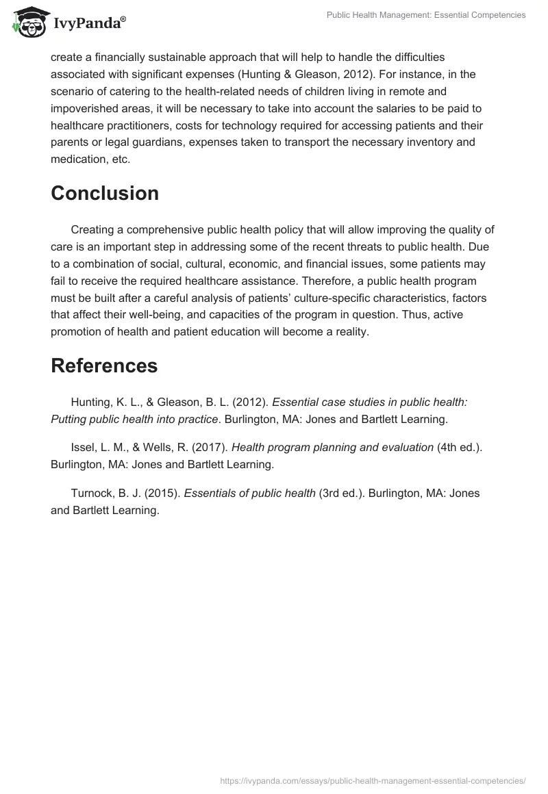Public Health Management: Essential Competencies. Page 3