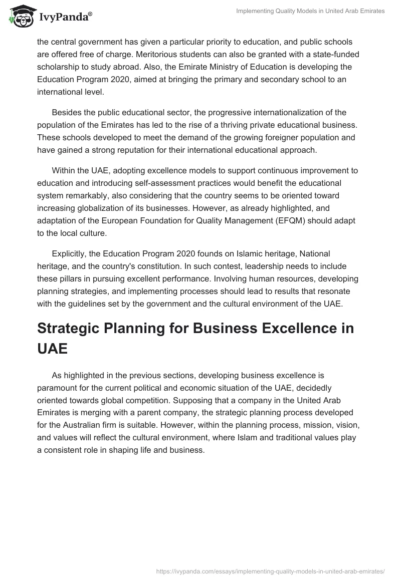 Implementing Quality Models in United Arab Emirates. Page 2