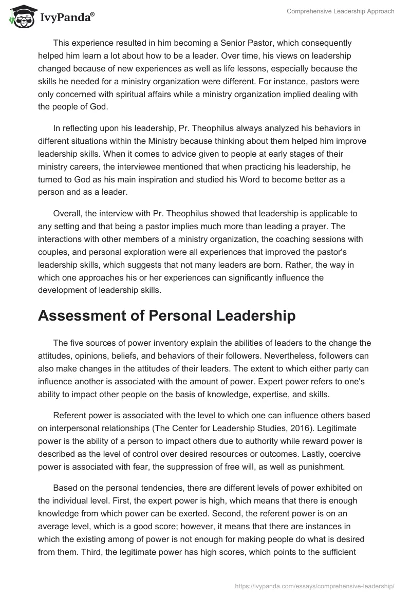 Comprehensive Leadership Approach. Page 2