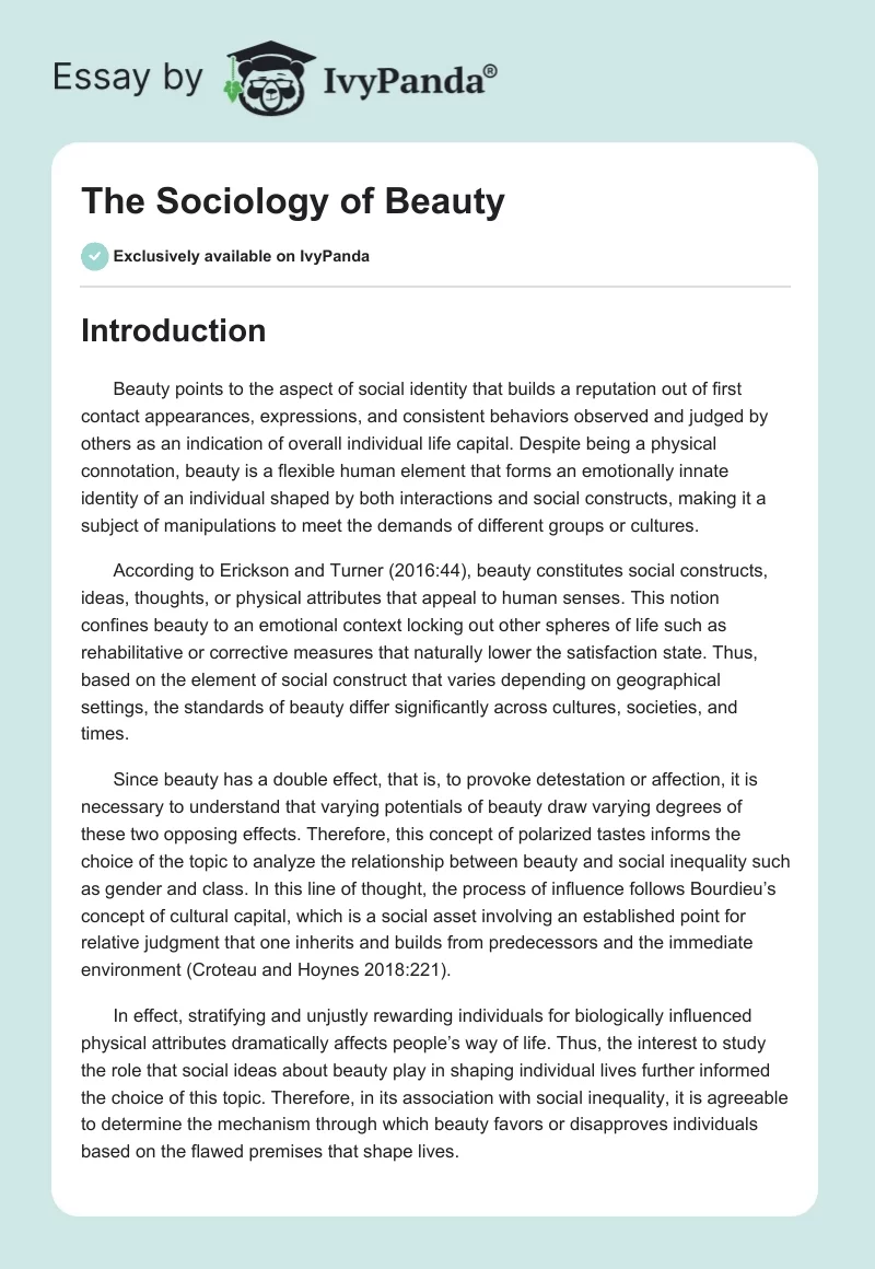 The Sociology of Beauty. Page 1