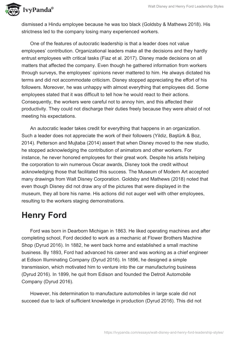 Walt Disney and Henry Ford Leadership Styles. Page 3