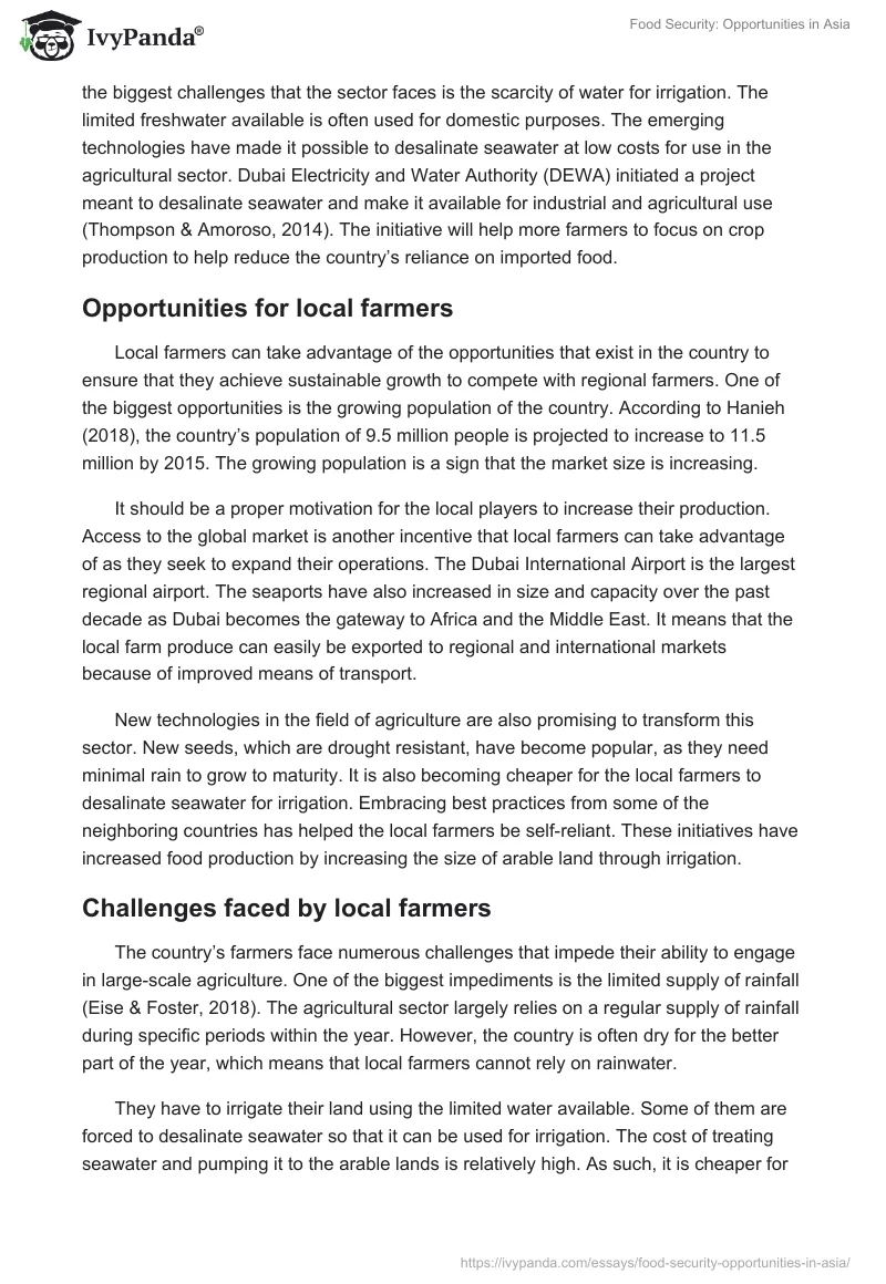 Food Security: Opportunities in Asia. Page 5