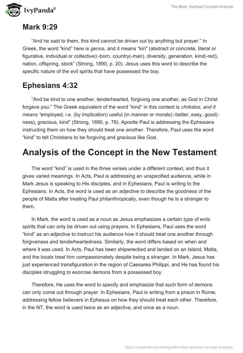The Bible: Spiritual Concept Analysis - 1475 Words | Essay Example