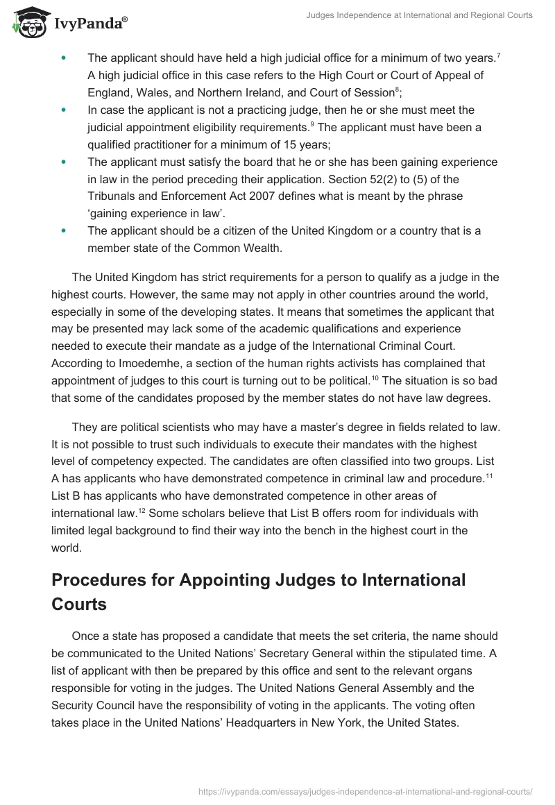 Judges Independence at International and Regional Courts. Page 3