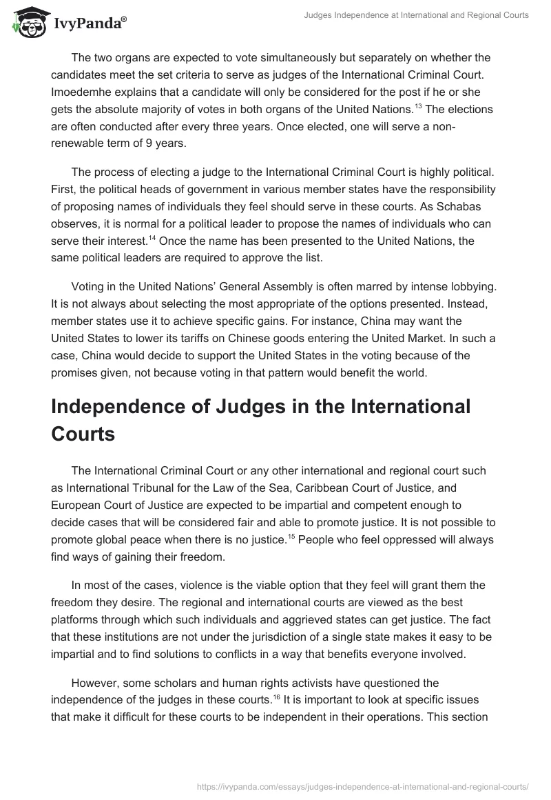 Judges Independence at International and Regional Courts. Page 4