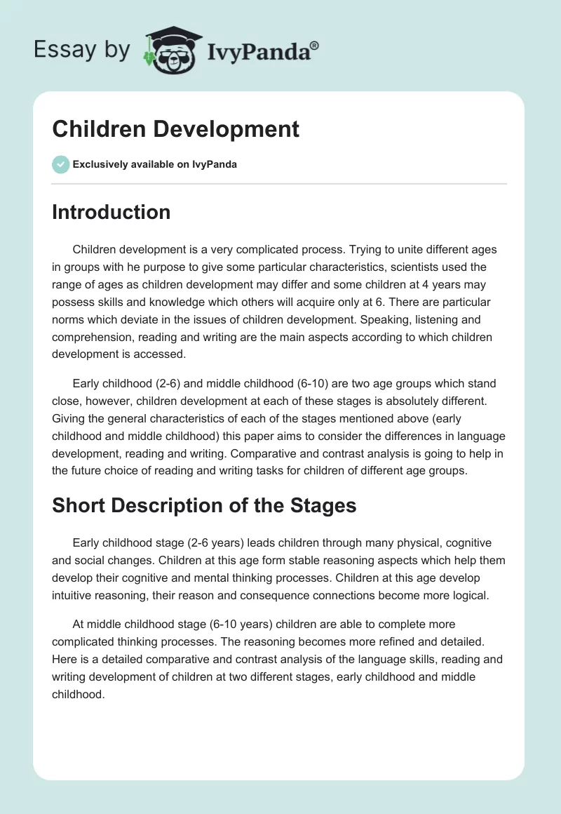 Children Development. Page 1