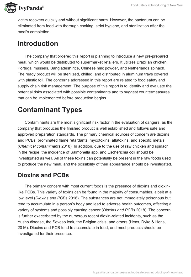 Food Safety at Introducing of New Meal. Page 2