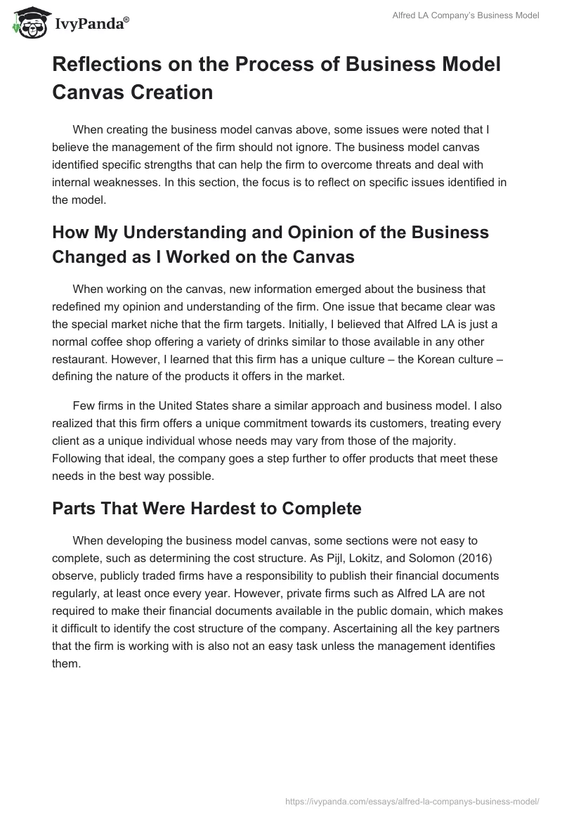 Alfred LA Company’s Business Model. Page 4