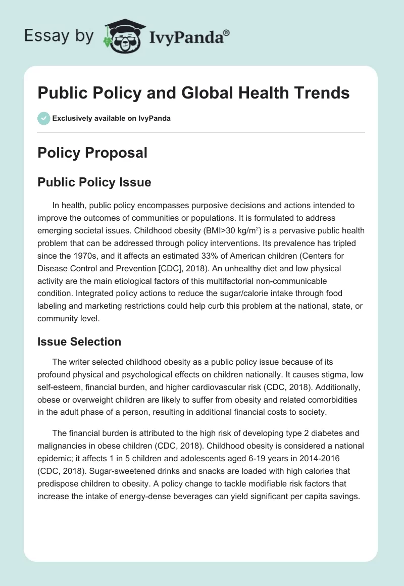 Public Policy and Global Health Trends. Page 1